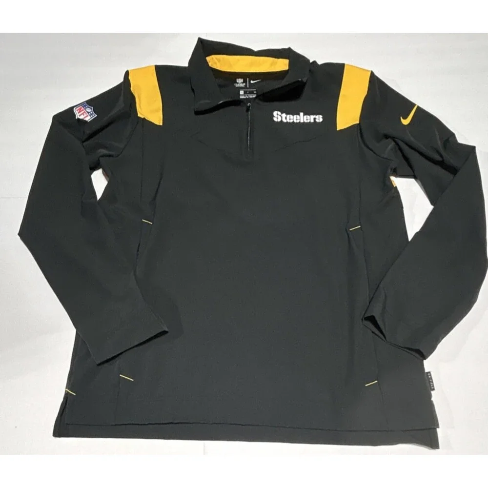 Nike NFL Pittsburgh Steelers 1/4 Zip Pullover Jacket Black/Gold Size S